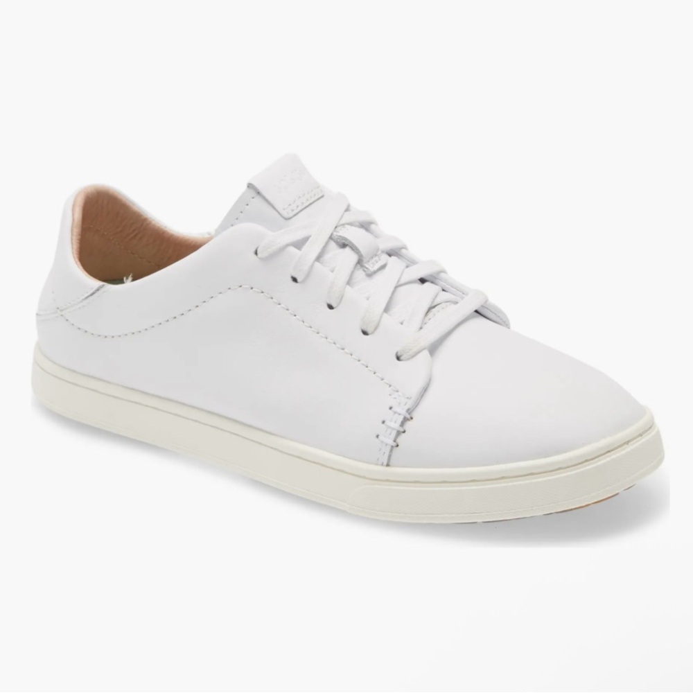 New OluKai Pehuea Li Ili Leather Women’s Slip On In Sneakers Shoes 8.5 White NIB - Picture 2 of 12